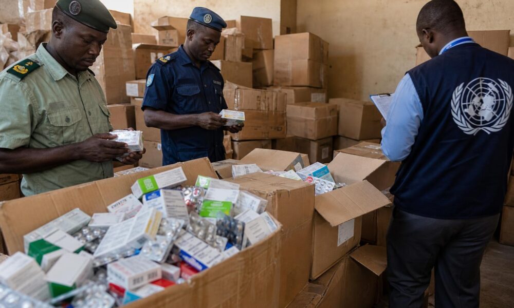 Médicaments saisis lors d’une opération de contrôle en Afrique centrale