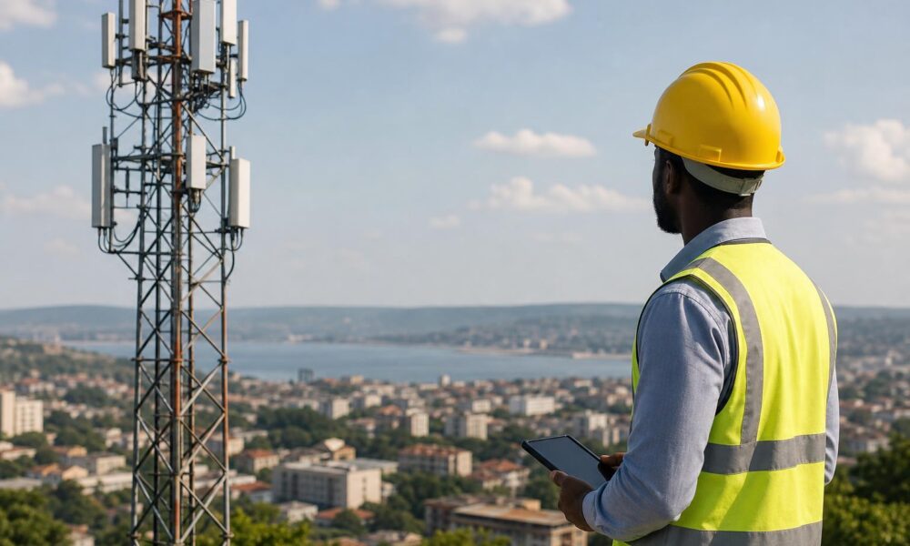 Tour de télécommunications utilisée pour le déploiement de réseaux mobiles en Afrique