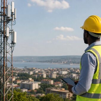 Tour de télécommunications utilisée pour le déploiement de réseaux mobiles en Afrique