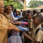 Remise de kits scolaires à des élèves de la commune de Dixinn par la Fondation Melikhoné