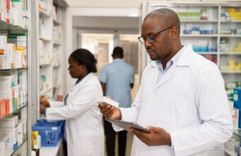 Illustration de médicaments et de la chaîne d’approvisionnement pharmaceutique en Guinée