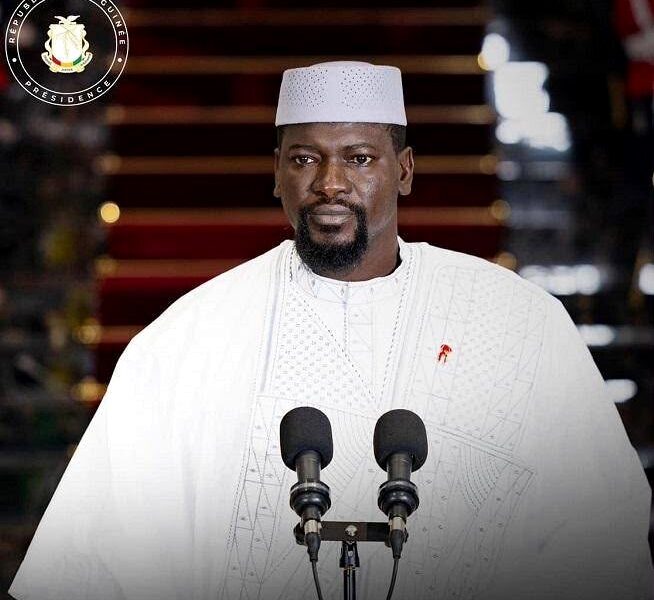 Le président Mamadi Doumbouya lors de l'annonce de nominations de magistrats en Guinée