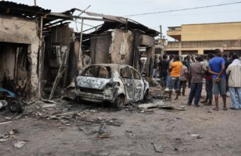 Dégâts causés par une explosion dans un garage à Kankan