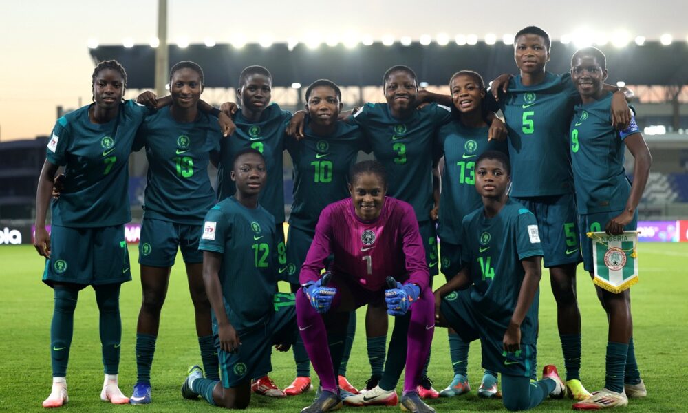 Les joueuses du Nigeria lors de leur victoire contre la RDP Corée à la Coupe du monde féminine des moins de 17 ans