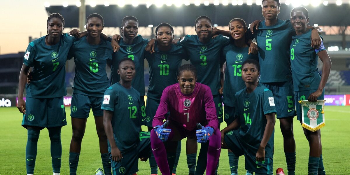 Les joueuses du Nigeria lors de leur victoire contre la RDP Corée à la Coupe du monde féminine des moins de 17 ans