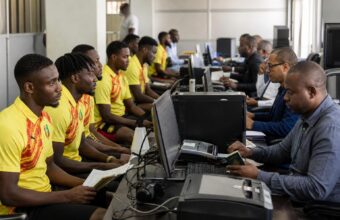 Le Syli National après sa victoire contre le Kenya au Stade du 28-Septembre de Conakry